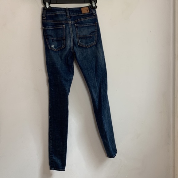 American Eagle outfitters high-rise denim jegging jean distressed skinny size 0 - Picture 6 of 7